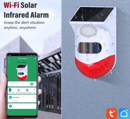 Smart Wireless PIR Motion Sensor | Outdoor Solar | Alarm+ Strobe | WiFi Tuya Smart Life - Image 2