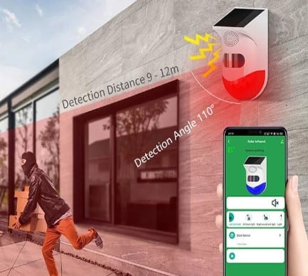 Smart Wireless PIR Motion Sensor | Outdoor Solar | Alarm+ Strobe | WiFi Tuya Smart Life - Image 4