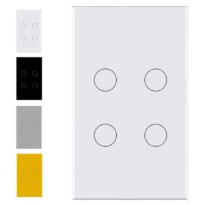 Smart Light Touch Switch, 4 Gang | Dual Mode Neutral + BT | WiFi Tuya Smart Life