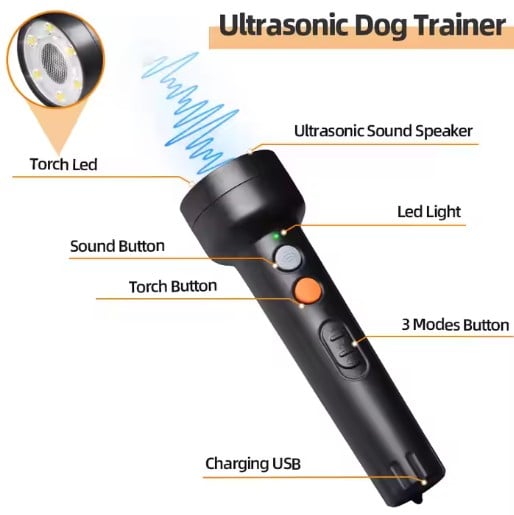 Handheld Ultrasonic Smart Pet Trainer and Anti Barking Torch