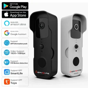 WERYSAFE Tuya Smart Video Door Phone 1080P IP Camera PIR Two-Way Audio Alexa Google Home Wireless Camera V30